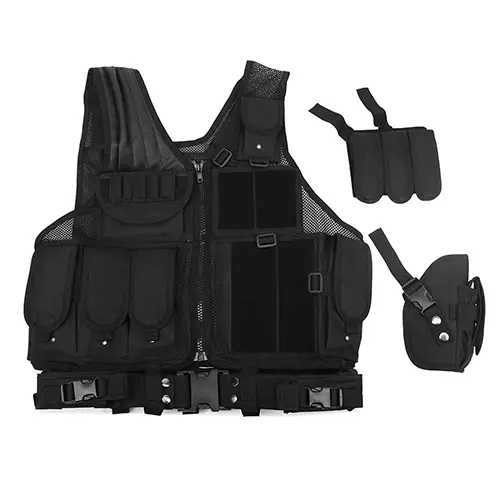 Heavy-Duty Tactical MOLLE Vest – Adjustable Plate Carrier with Extended Pouches